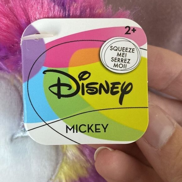 Disney Mickey Rainbow Fur‎ Squeeze Toy Plush Just Play Round Tie Dye 5” - Picture 3 of 4